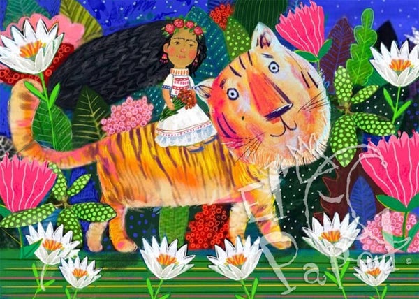 Ansichtkaart 'Frida Kahlo tijger amazone'