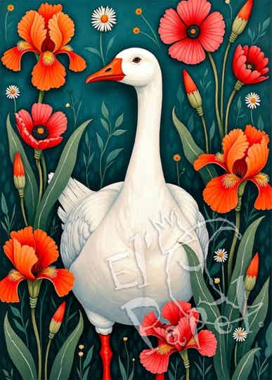 Ansichtkaart 'Mooie dieren - Witte gans'