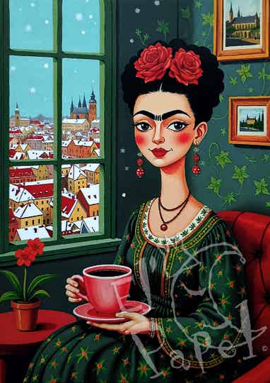 Ansichtkaart 'Frida Kahlo knus thuis'