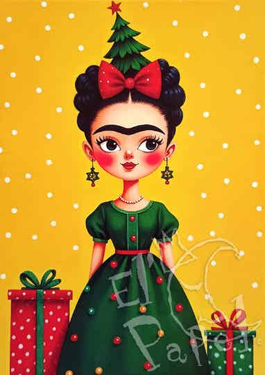 Kerst ansichtkaart 'Kerst-Frida'