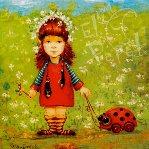 Vierkante kaart 'Lente-meisje'