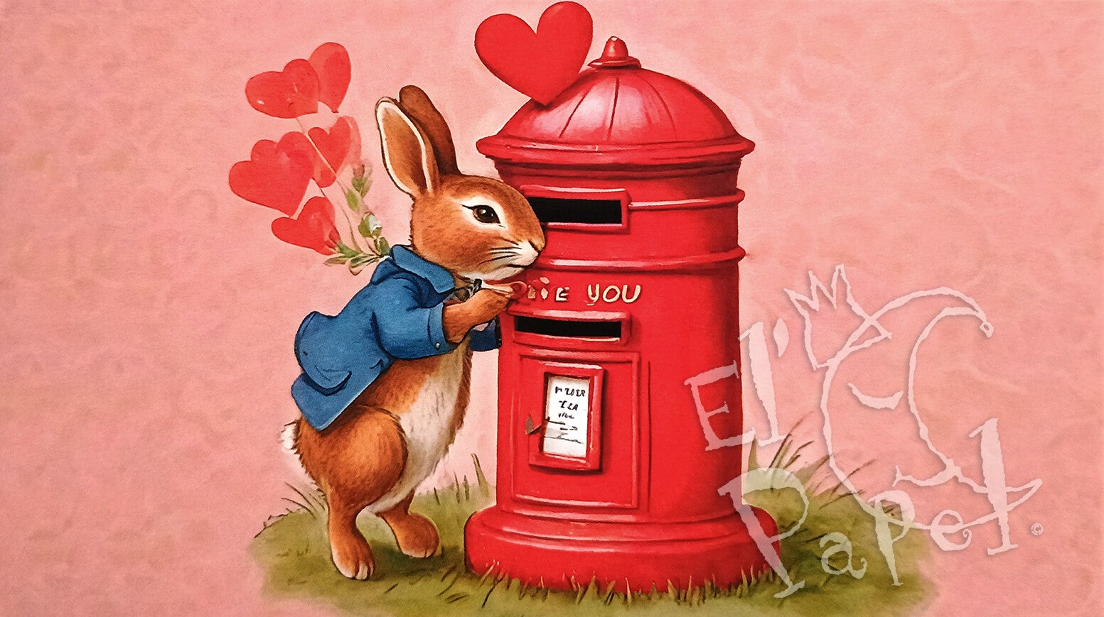 Langwerpige kaart 'Konijnen liefdes-verklaring'