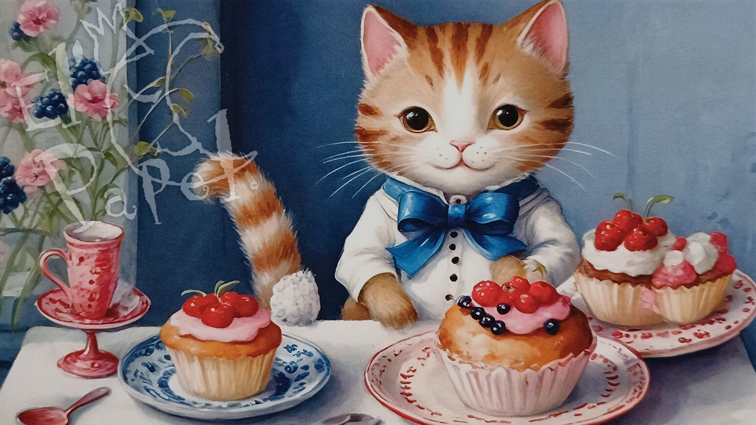 Langwerpige kaart 'Drie cup-cakes voor jou!'