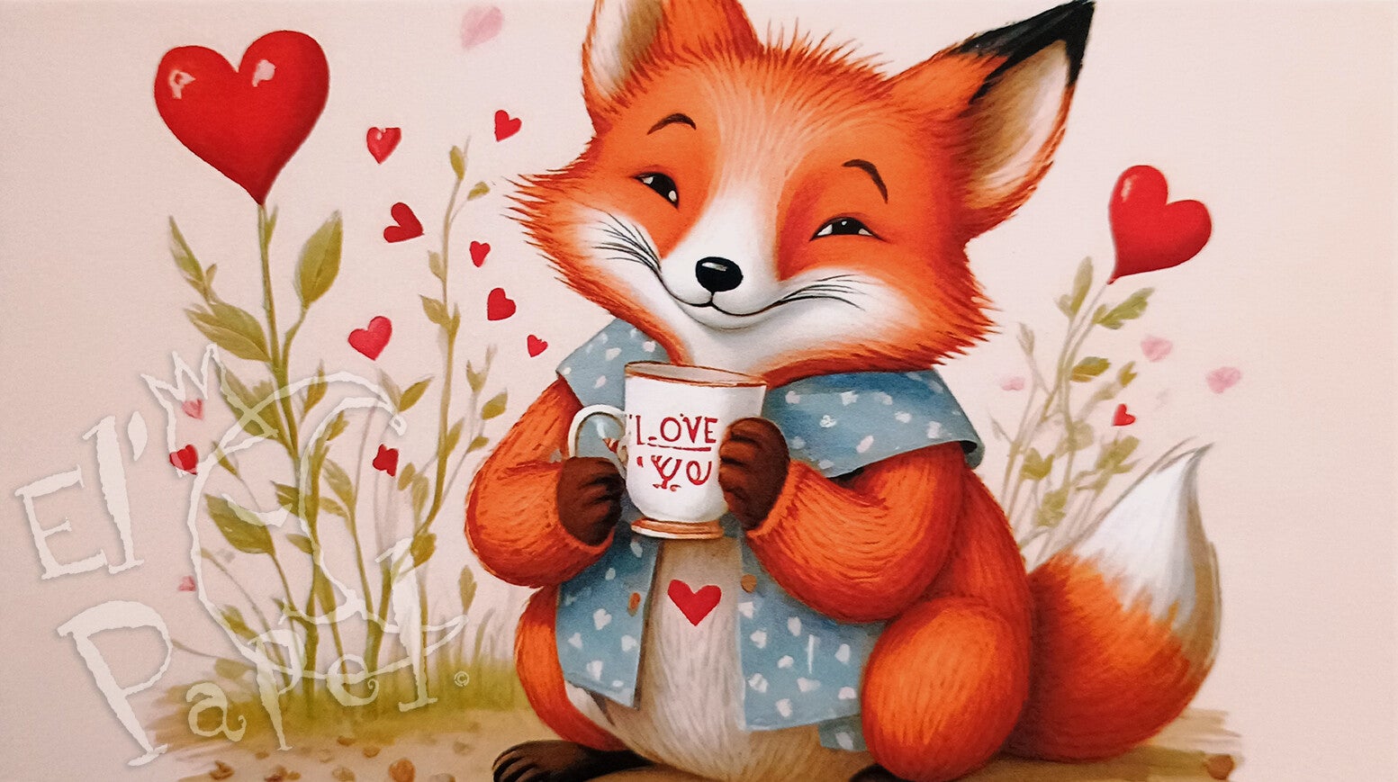 Langwerpige kaart 'Love - vosje'