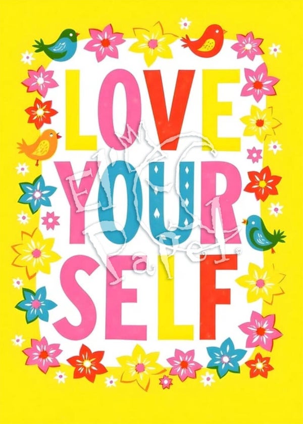 Motivatie ansichtkaart 'Love yourself'