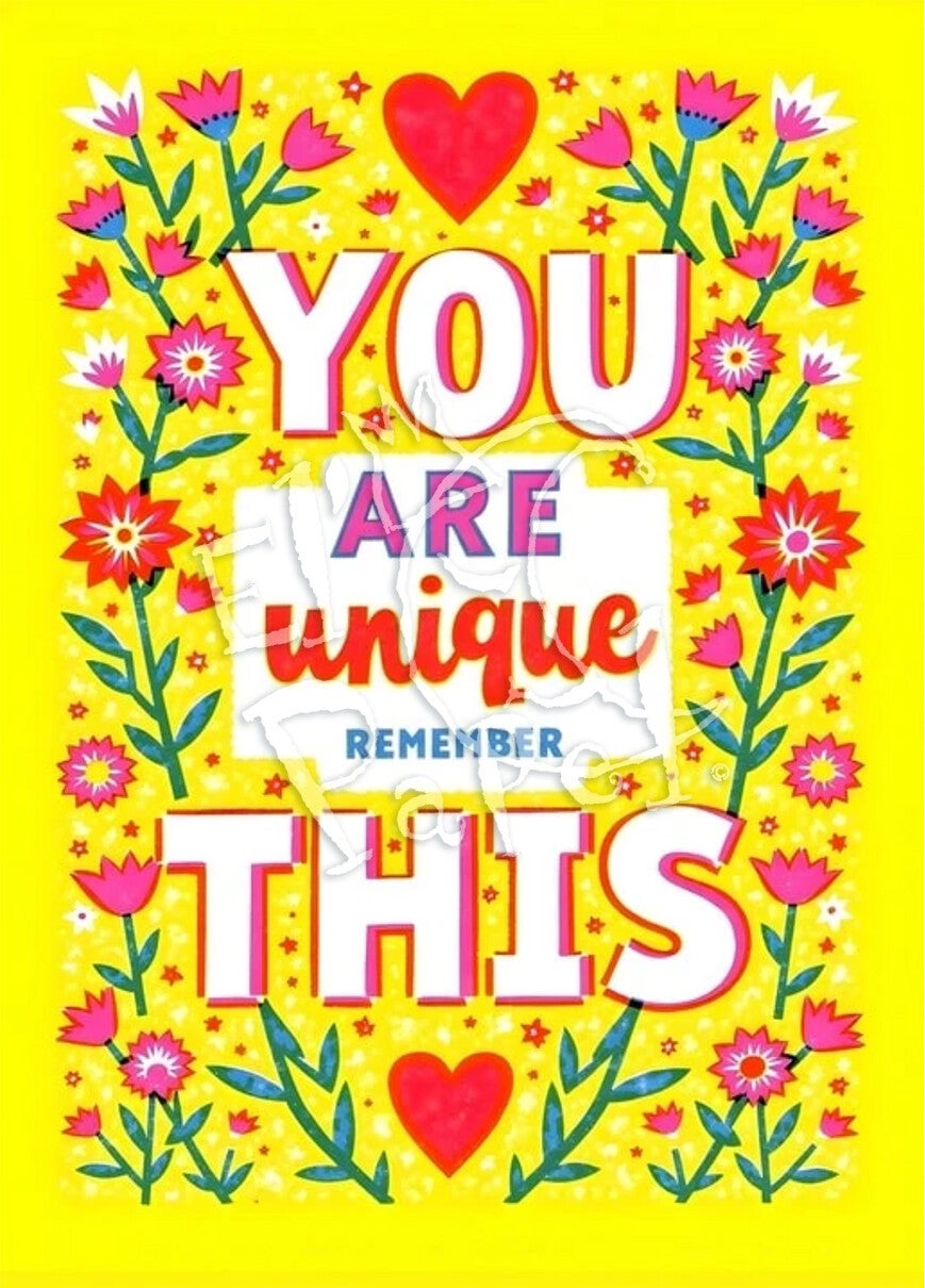 Motivatie ansichtkaart 'You are unique'