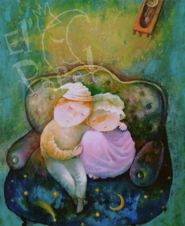 Ansichtkaart 'Slaperig op de bank' (12 x 14,8 cm)