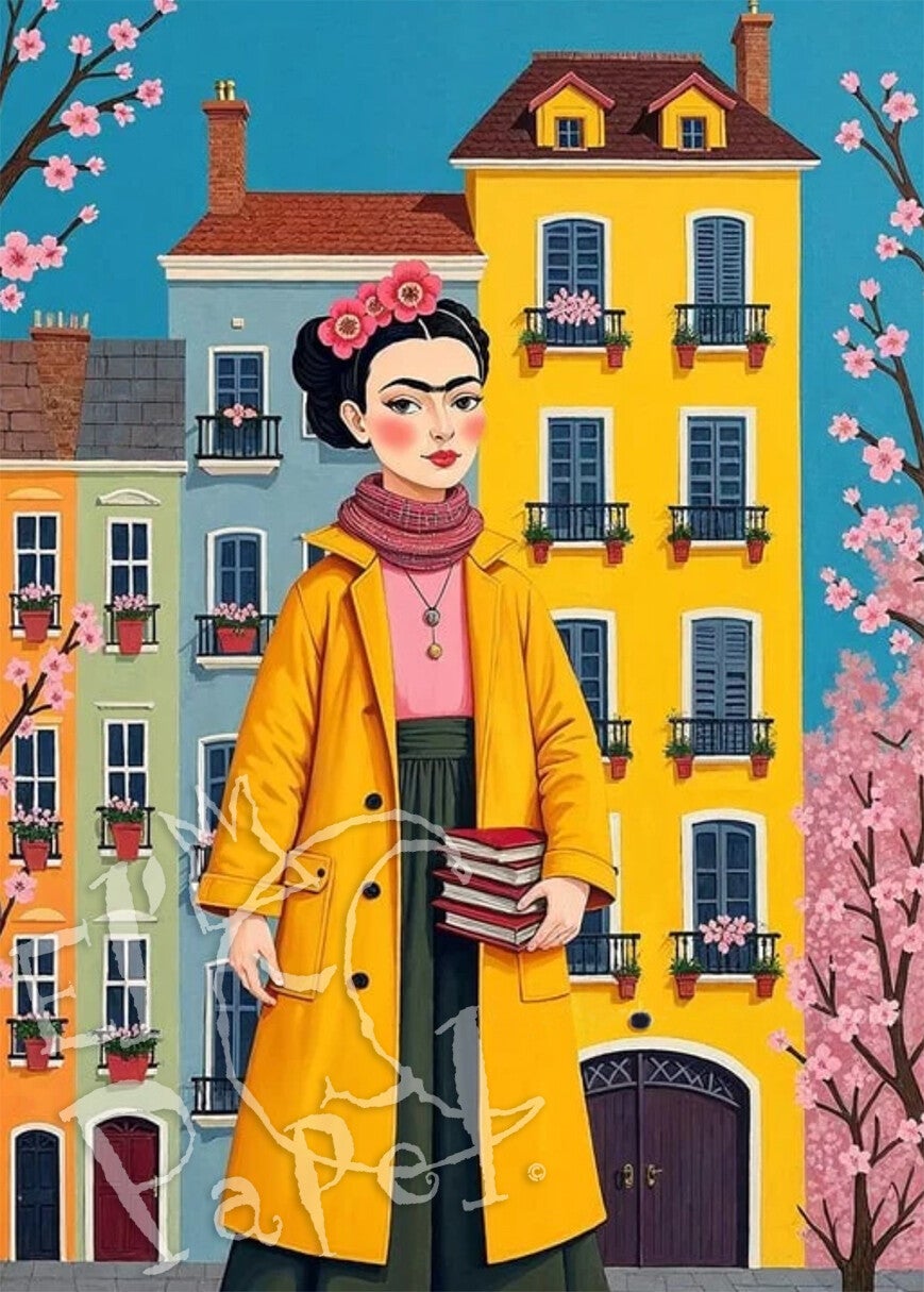 Ansichtkaart 'Frida Kahlo in de voorjaarsstad'