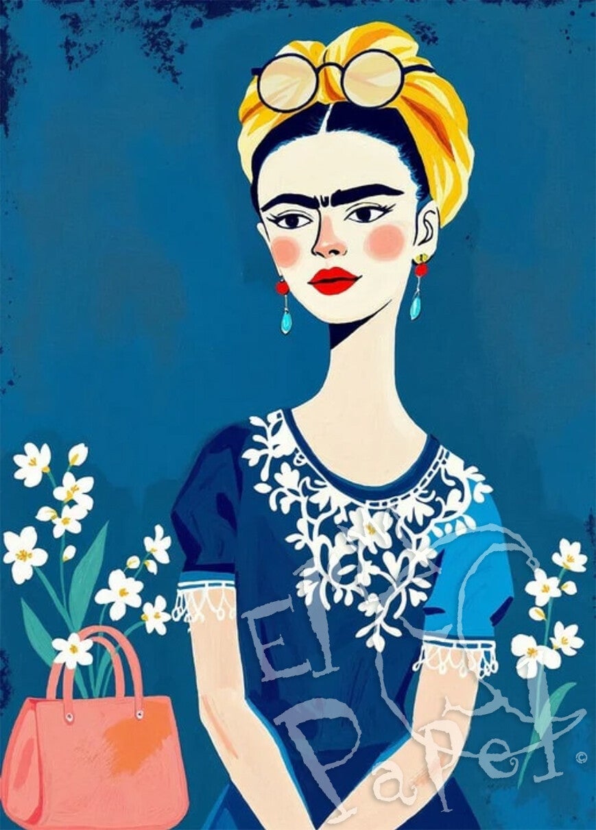 Ansichtkaart 'Frida Kahlo met zonnebril'