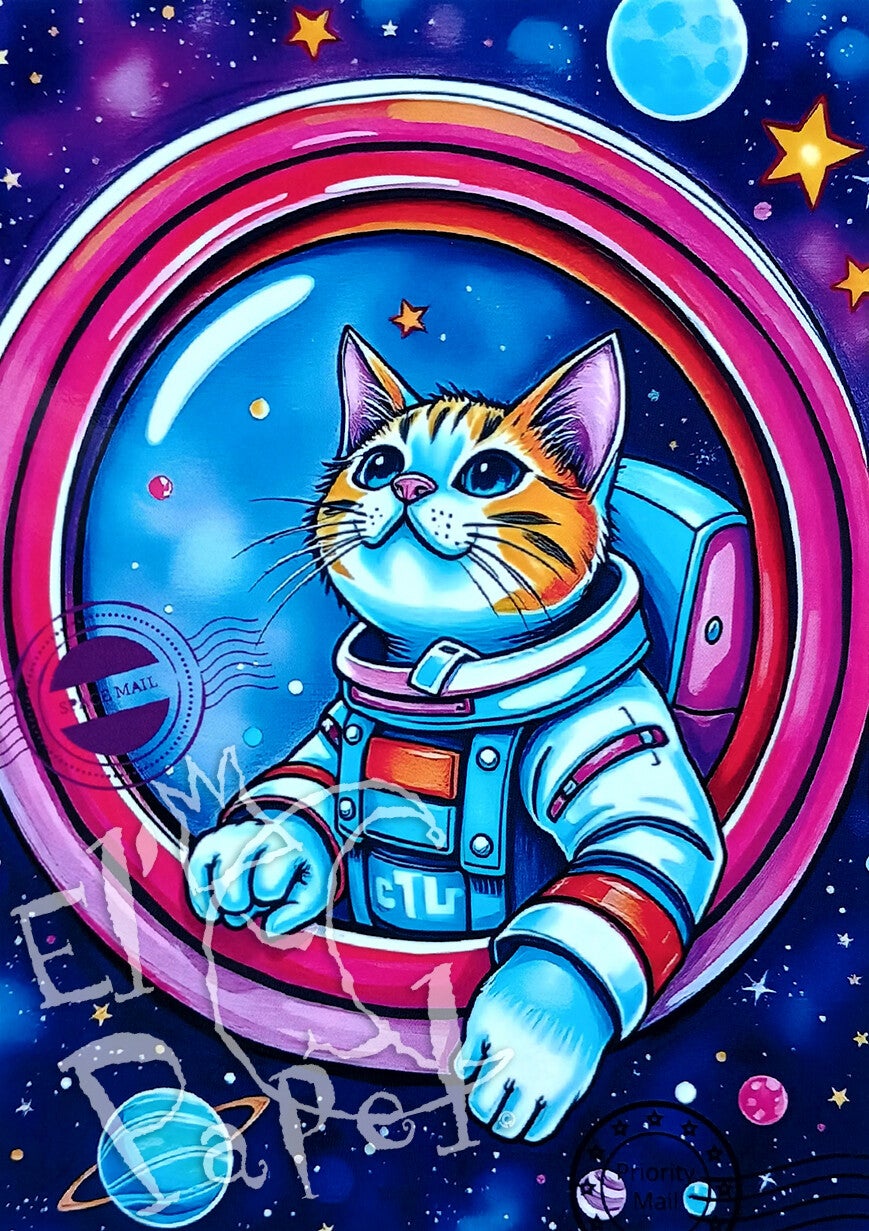 Ansichtkaart 'Ruimtepost - poes' (1)