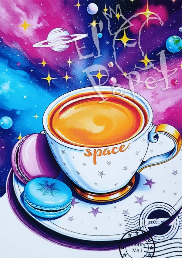 Ansichtkaart 'Ruimtepost - Space-koffie' (2)