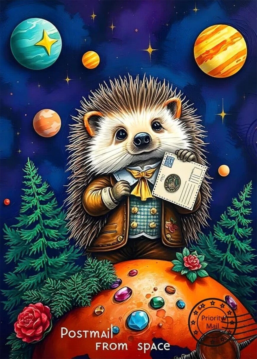 Ansichtkaart 'Ruimtepost - egel'