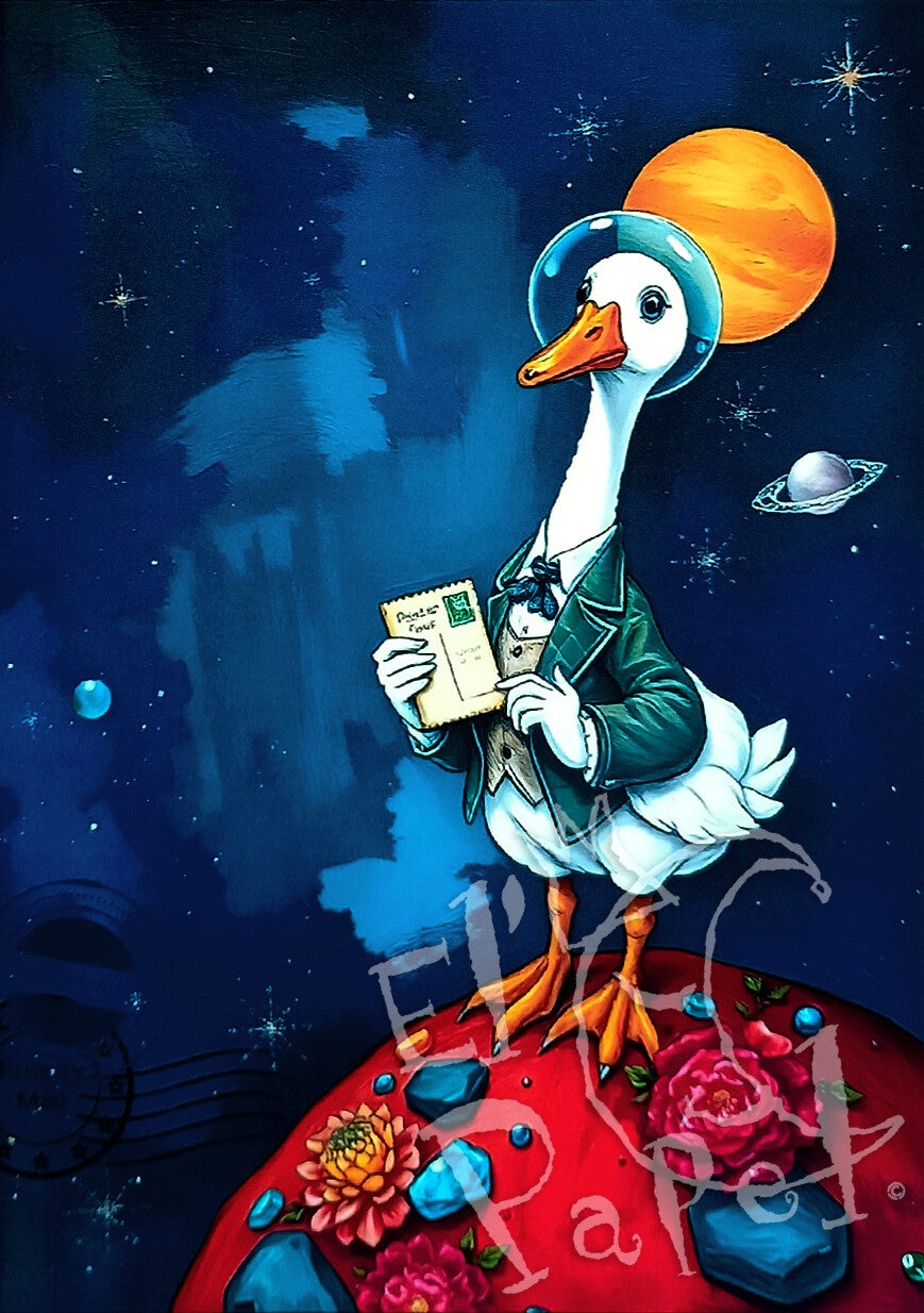 Ansichtkaart 'Ruimtepost - Gans'