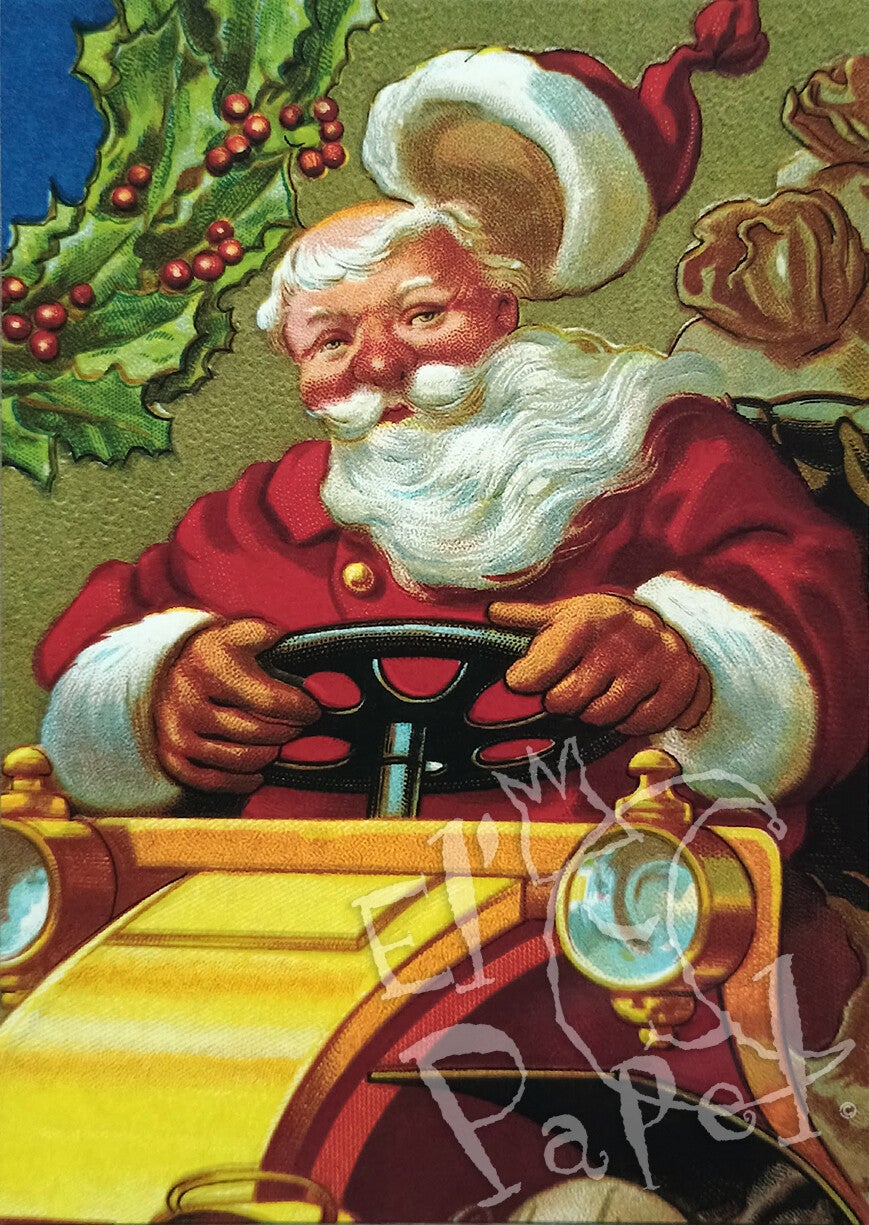 Nostalgische Kerst ansichtkaart 'De Kerstman komt eraan!'