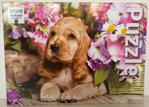 Puzzle - Puppy and flowers