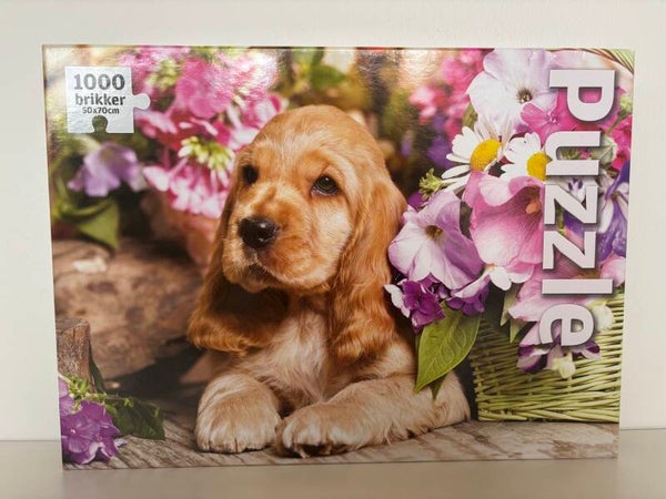 Puzzle - Puppy and flowers