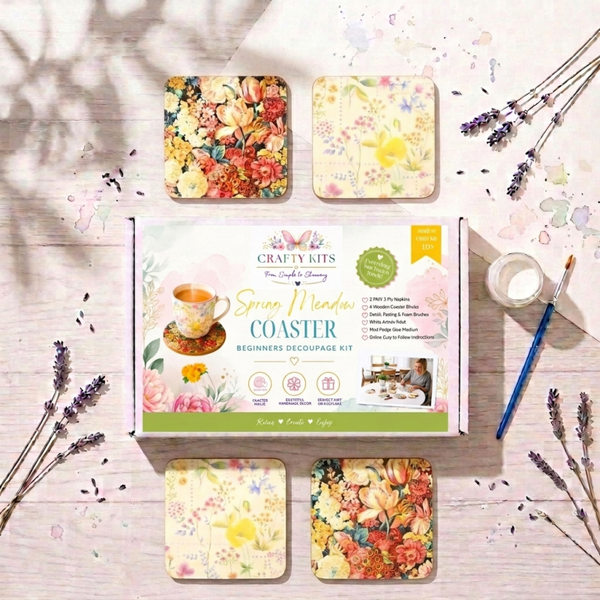 Spring Meadow Beginners  Decoupage Coaster Kit