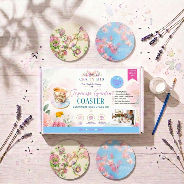Japanese Garden Beginners  Decoupage Coaster Kit