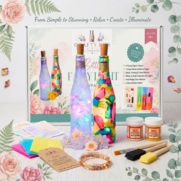 Fairy Light Bottle Decoupage Coaster Kit Retail