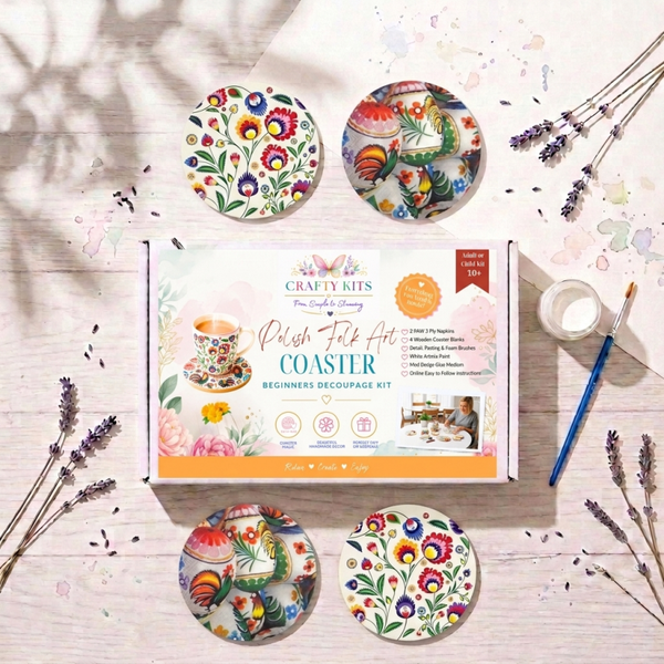 Polish Folk Beginners  Decoupage Coaster Kit Retail