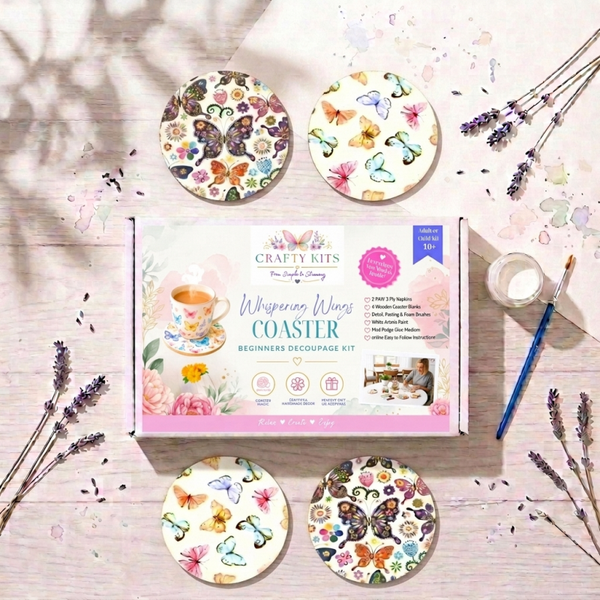 Whispering Wings Beginners  Decoupage Coaster Kit