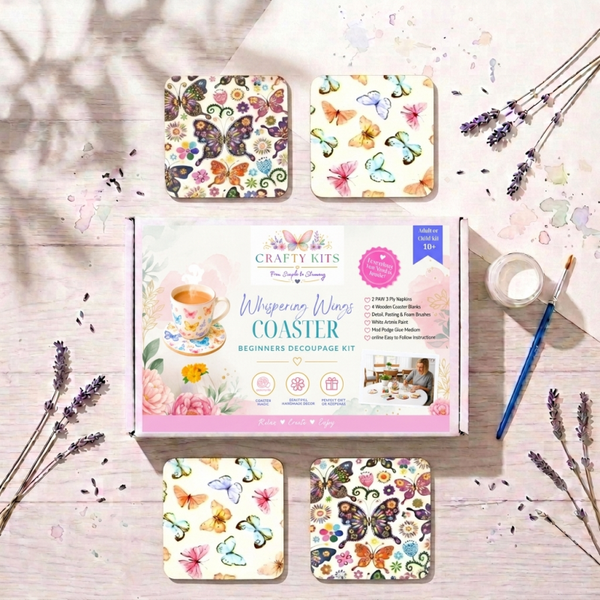 Whispering Wings Beginners  Decoupage Coaster Kit Retail