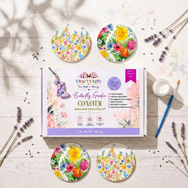 Floral Garden Beginners  Decoupage Coaster Kit