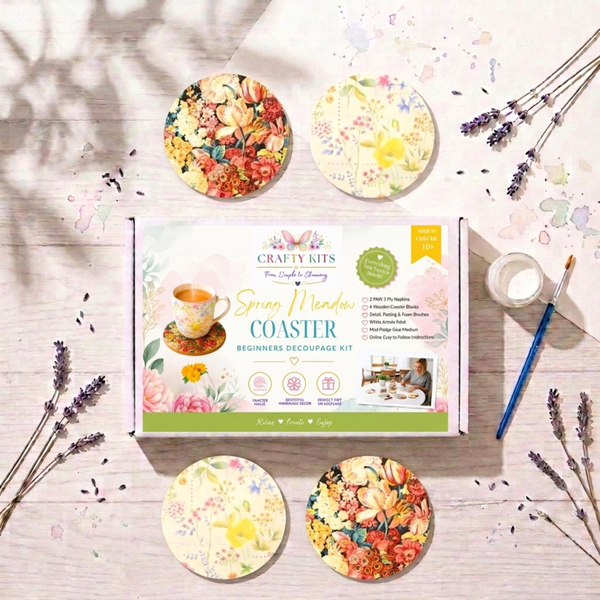 Spring Meadow Beginners  Decoupage Coaster Kit Retail