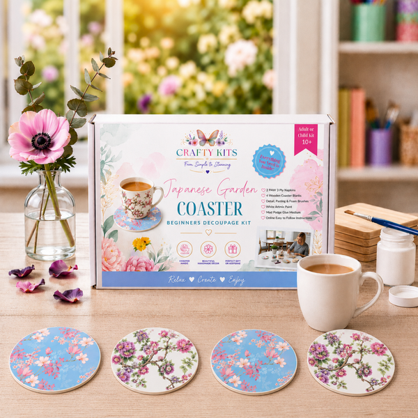 Japanese Garden Beginners  Decoupage Coaster Kit