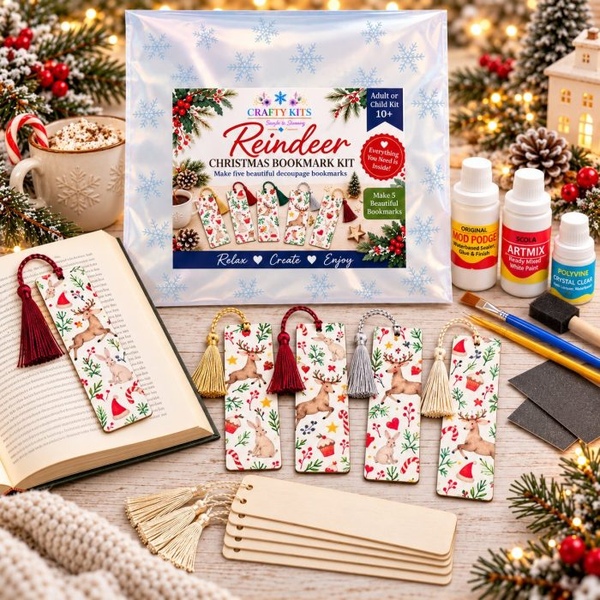 Reindeer Christmas Bookmark Decoupage Kit