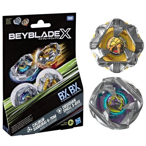 Beyblade X Calibur Samurai 6-70M BX & Obsidian Shell 3-85S BX Dual Pack (Lanciatore Non Incluso)