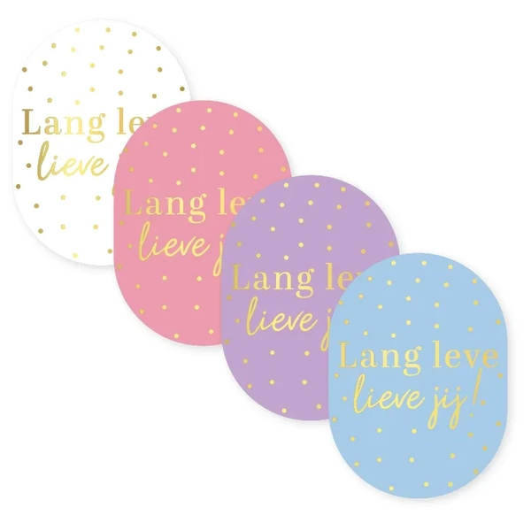 Cadeaustickers - Lang leve lieve jij! + goudfolie 10 stuks