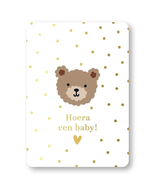 Wenskaarten - Hoera een baby! + goudfolie