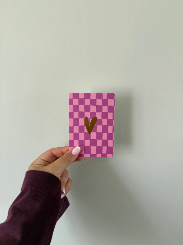 Cadeaukaartje - pink heart + goudfolie