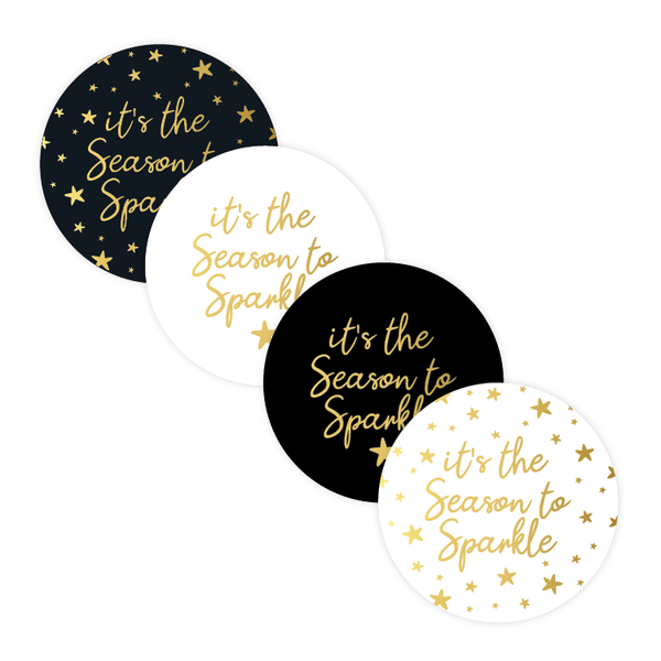 Cadeaustickers - It's the season to sparkle 10 stuks + Goudfolie