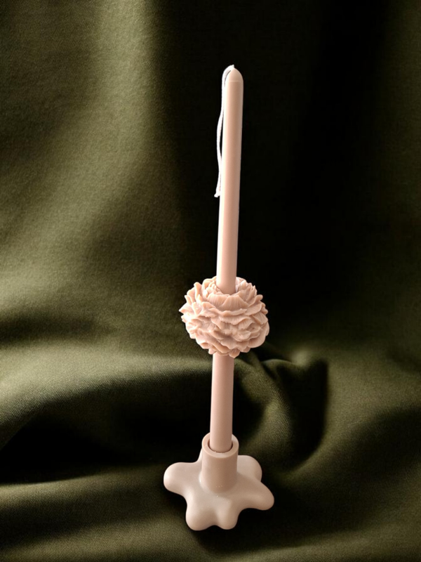 Designkaars Flowers Beige
