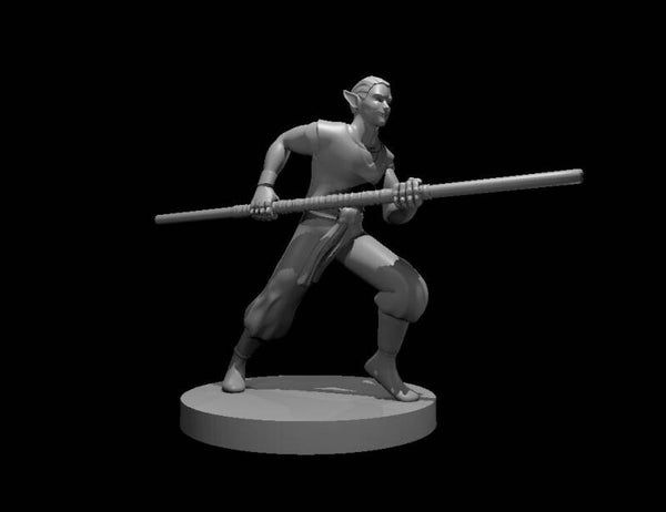 Elf Monk Running with Quarterstaff