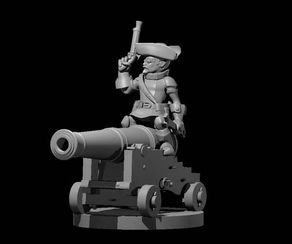 Gnome Male Artificer Artillerist on a cannon