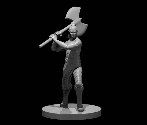 Half-Elf Male Barbarian with Greataxe