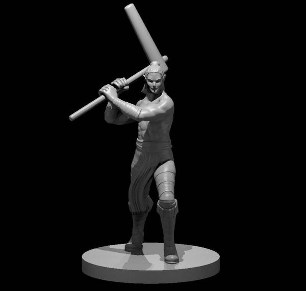 Half-Elf Male Barbarian with Mochi pounder