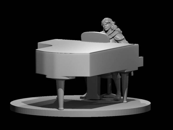 Half-Orc Female Bard with Piano