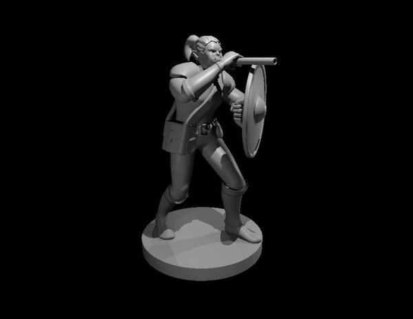 Half-Orc Female Bard with Gong and Blowgun