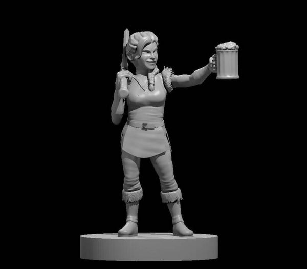 Halfling Female Barbarian with beer