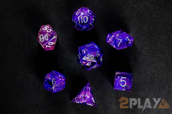 Purple Sharp Edge Resin dice set