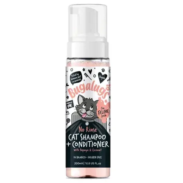 ** Bugalugs Papaya & Coconut 2in1 No Rinse Cat Shampoo 200ml