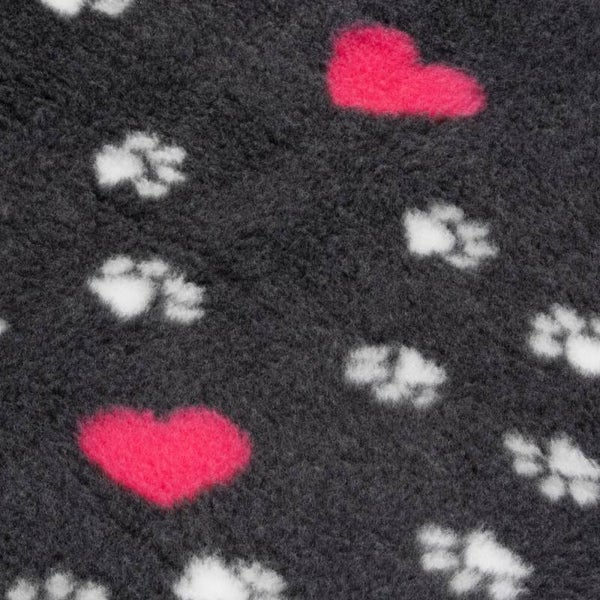 # Blovi DryBed Vetbed A+ Anti Slip Antraciet met witte pootjes en roze harten