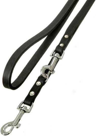 Topmast Hondenriem - Hondenlijn - Trainingslijn - Verstelbaar - Vetleer - Zwart - Soepel -12 mm x 240 cm - Stevig
