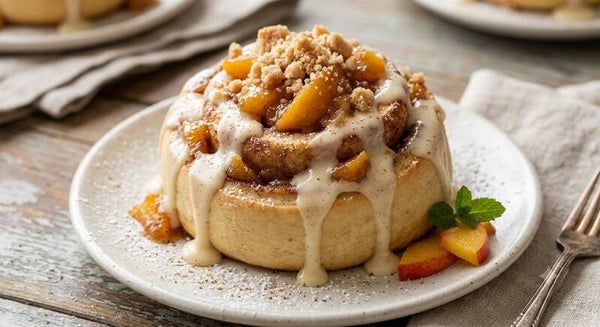 Peach Cobbler Cinnamon Rolls (Limited Time)