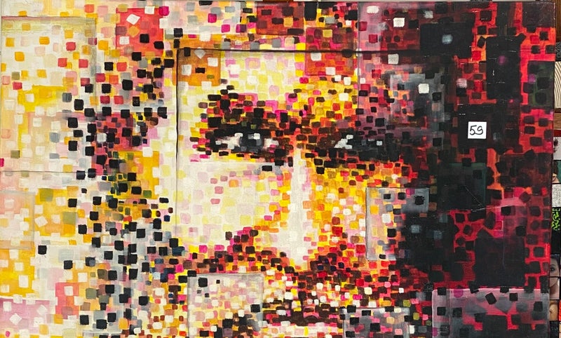 tableau visage homme en mozaïque de peinture