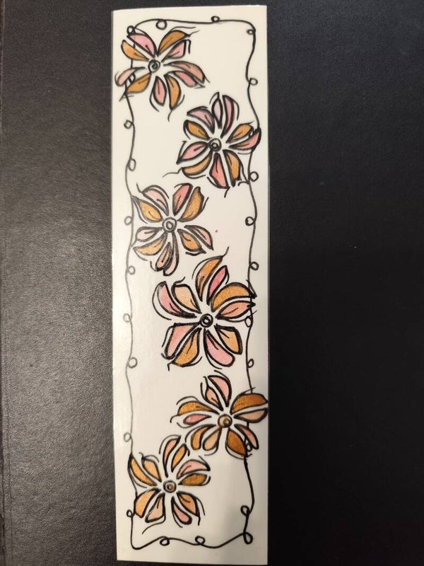 Marque pages fleurs rose et marron